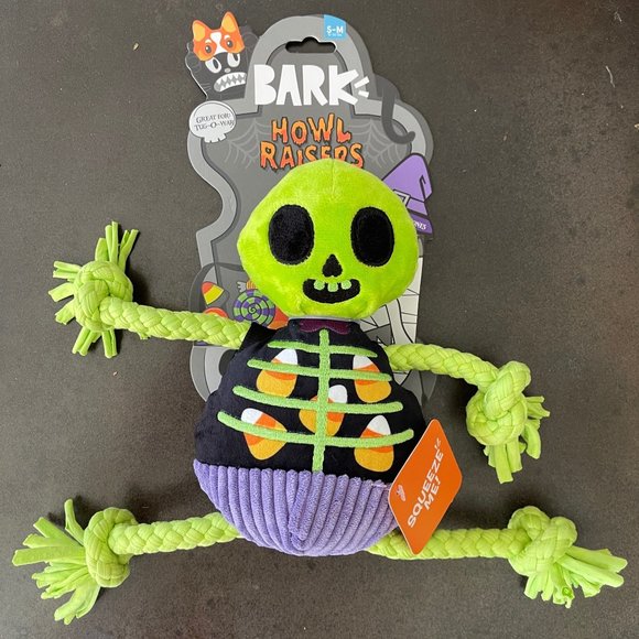 Bark Dog Bark Spooky Dog Chew Toy Plush Halloween Moldy Barry Bones